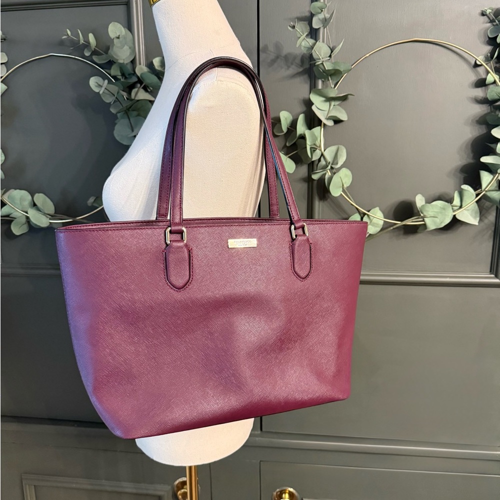 Kate Spade Rich Purple Tote Bag with gold accents